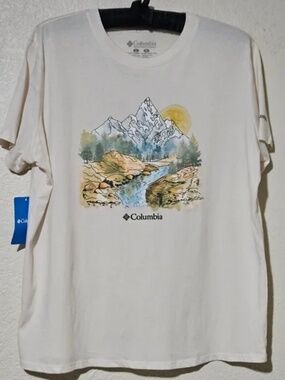 Columbia 100% Cotton Hiking Cream Tshirt Large